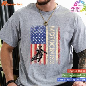 Motocross Dirt Bike American Usa Flag Biker Men T-shirt