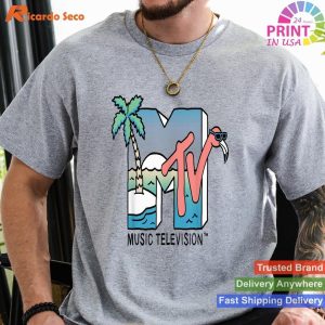 MTV Beachy Flamingo Scene - Retro Logo Graphic T-Shirt