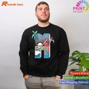 MTV Beachy Flamingo Scene - Retro Logo Graphic T-Shirt