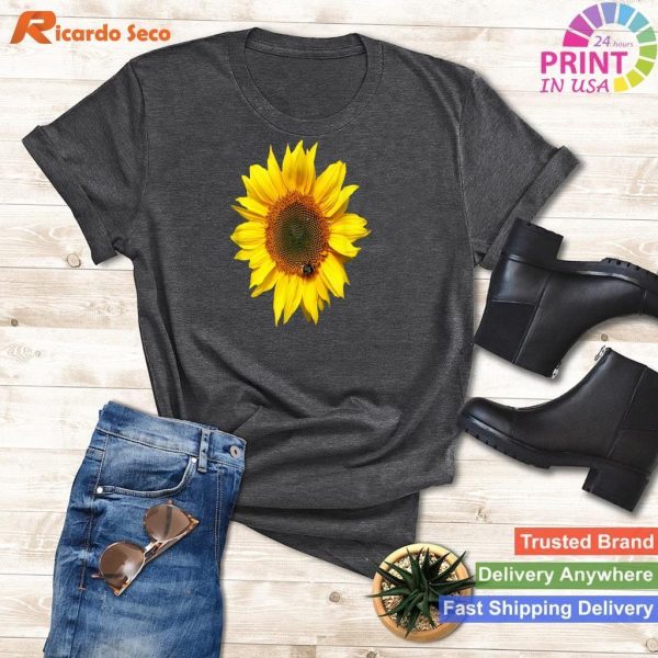Nice Sunflower with a Bee - Simple and Charming Graphic Tee