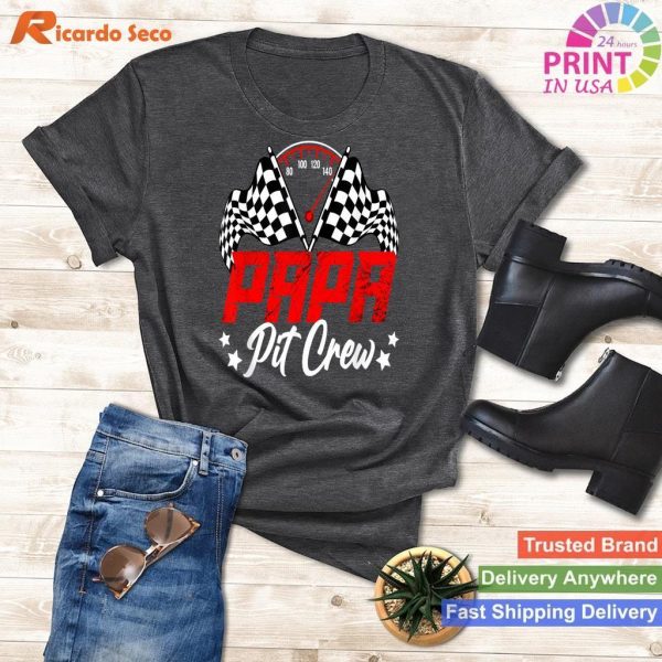 Papa Pit Crew Birthday Party Race Car Lover Racing Family T-shirt