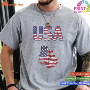 Patriotic Punch Boxing Gloves T-Shirt American Flag Tee for July 4th T-shirt
