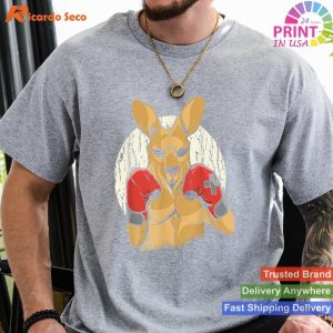 Playful Twist Cool Looking Funny Angry Fighting Boxing Kangaroo T-shirt