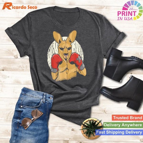 Playful Twist Cool Looking Funny Angry Fighting Boxing Kangaroo T-shirt