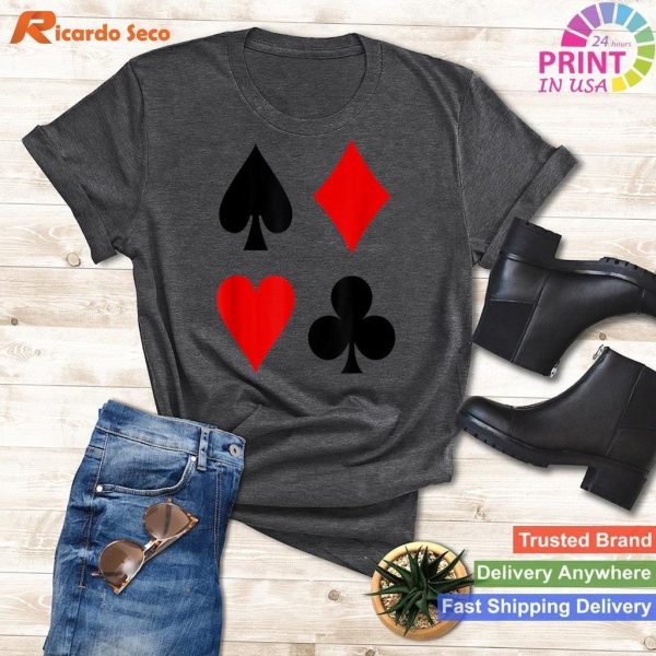 Playing Card Suits Clubs Hearts Spades Diamonds Poker T-shirt