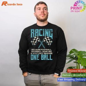 Racing One Ball Checkered Flag Race Car Driver Racer Gift T-shirt