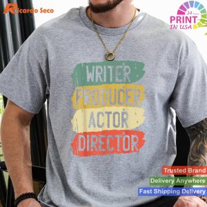Retro Filmmaker T-Shirt - Producer, Writer, Actor, Director Design