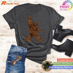 Rock On Bigfoot Sasquatch Loves Rock And Roll Sunglasses On T-shirt