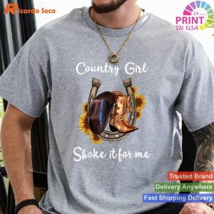 Shakes It For Me - Country Music Cowgirl Boots Shirt with Sunflower