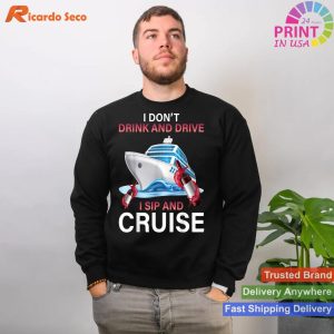 Sip and Sail Funny Cruising Ship Lover Graphic T-shirt