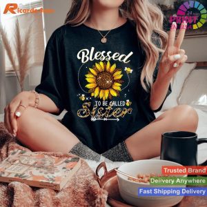 Sisterhood in Style â€“ Blessed Sister Sunflower Leopard and Bee Tee