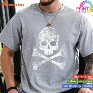 Skull Crossbones Skeleton Jolly Roger T-shirt Classic Pirate Style