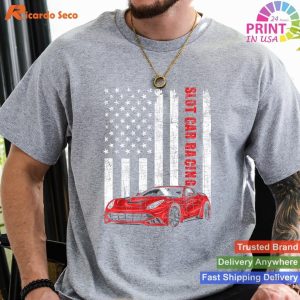 Slot Car Racing - Usa American Flag Car Lover Drag Racer T-shirt