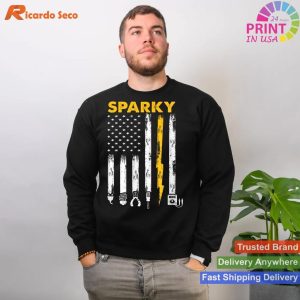 Sparky Tools & US Flag Electrician T-Shirt