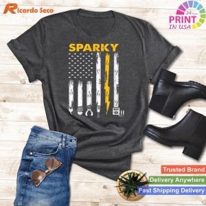 Sparky Tools & US Flag Electrician T-Shirt