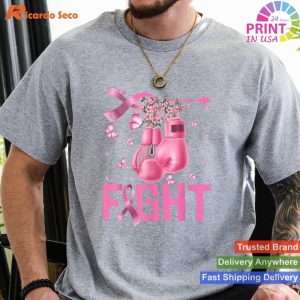 Stand Against Cancer Fight Breast Cancer Awareness Boxing Gloves Warrior T-shirt