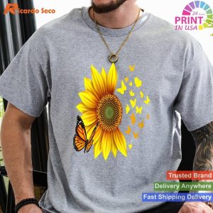 Sunflower Butterflies Design - Elegant Floral Tee