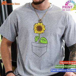 Sunflower In The Pocket - Simple and Charming Pocket Tee