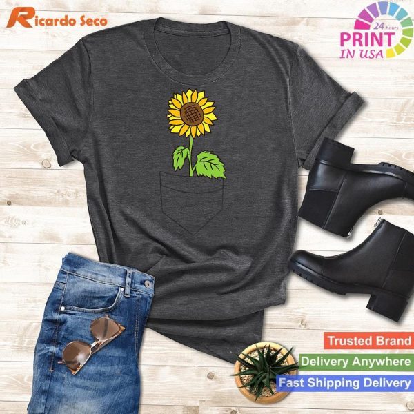 Sunflower In The Pocket - Simple and Charming Pocket Tee