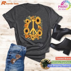 Sunflower Peace Sign - Hippie Sunflower Lover Tee
