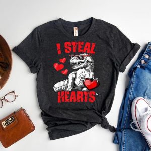 T-Rex Romance I Steal Heart Valentine is Tee for Boys & Men