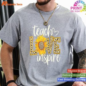 Teach Love Inspire - Cute Sunflower Leopard Cheetah Print Gift