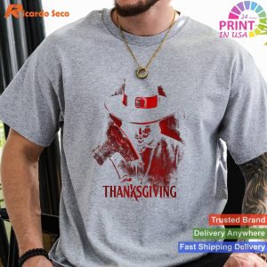 Thanksgiving Horror Slasher Film Poster T-Shirt - Red Hue Design