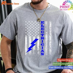 Vintage American Flag Electrician Distressed Tower Engineer T-Shirt