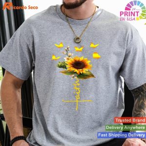 Vintage Faith Cross Sunflower - Butterflies, Flowers for Christians