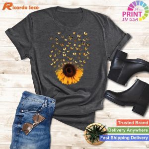 Vintage Hippie Girl and Butterflies - Sunflower Women's Tee