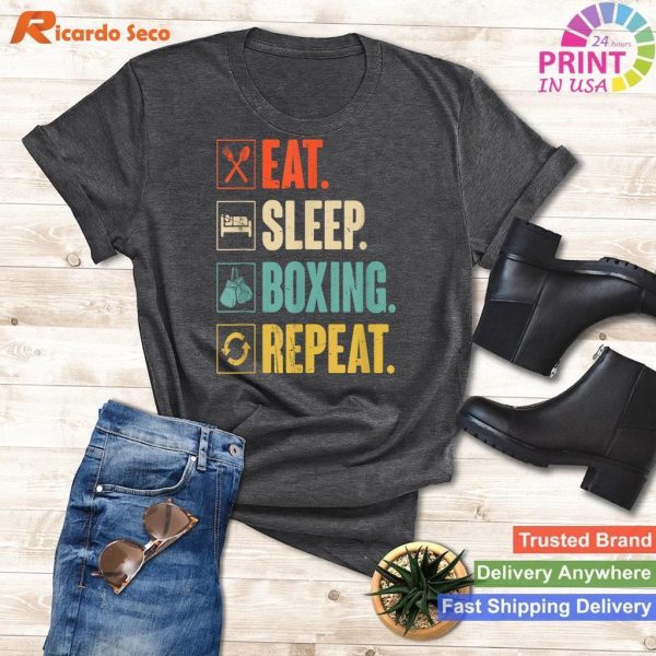 Vintage Humor Eat Sleep Boxing Repeat Funny Vintage Man Boxing Gift T-shirt