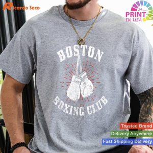 Vintage Vibes Boston Boxing Club Distressed Boxing Gloves Vintage T-shirt