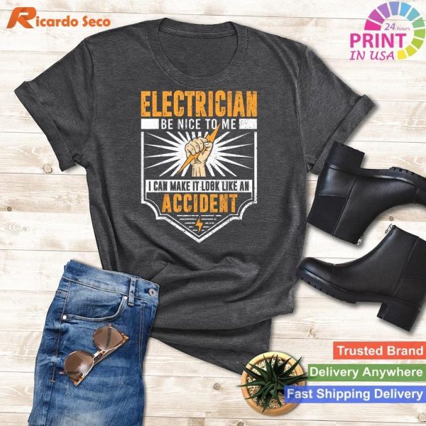 Work-Focused Electrician Art Funny T-Shirt for Men and Women