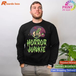 Zombie Horror Junkie T-Shirt - Scary Movie Fan Essential