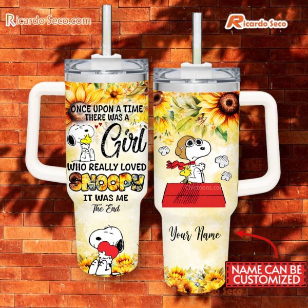 Once Upon A Time There Was A Girl Who Really Loved Snoopy Sunflower 40oz Tumbler With Handle