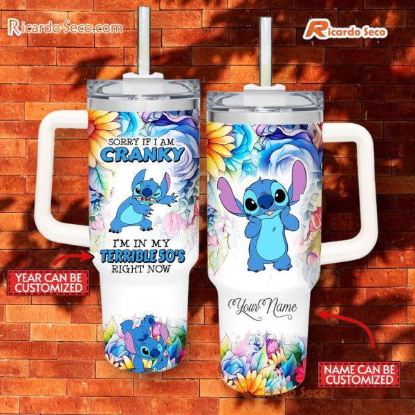 Stitch Cranky I'm In My Terrible Right Now Customized 40oz Tumbler With Handle
