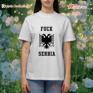 Albanian Eagle Albania Flag " Black " Fuck Serbia T-shirt