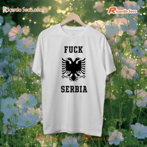 Albanian Eagle Albania Flag " Black " Fuck Serbia T-shirt b